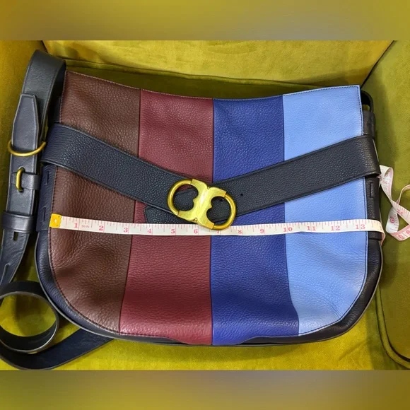 Tory Burch Gemini Link Belted Striped Hobo Crossbody - Picture 9 of 11